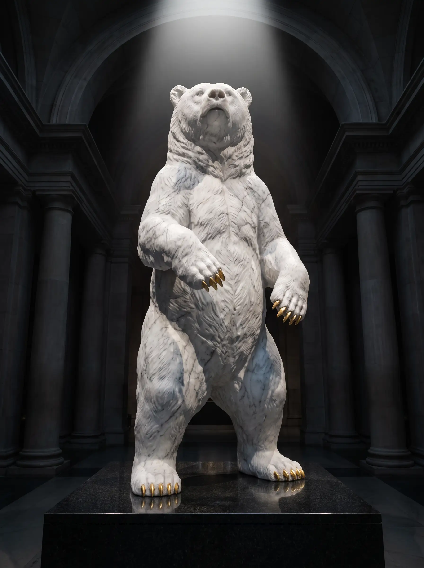 Marble bear statue
