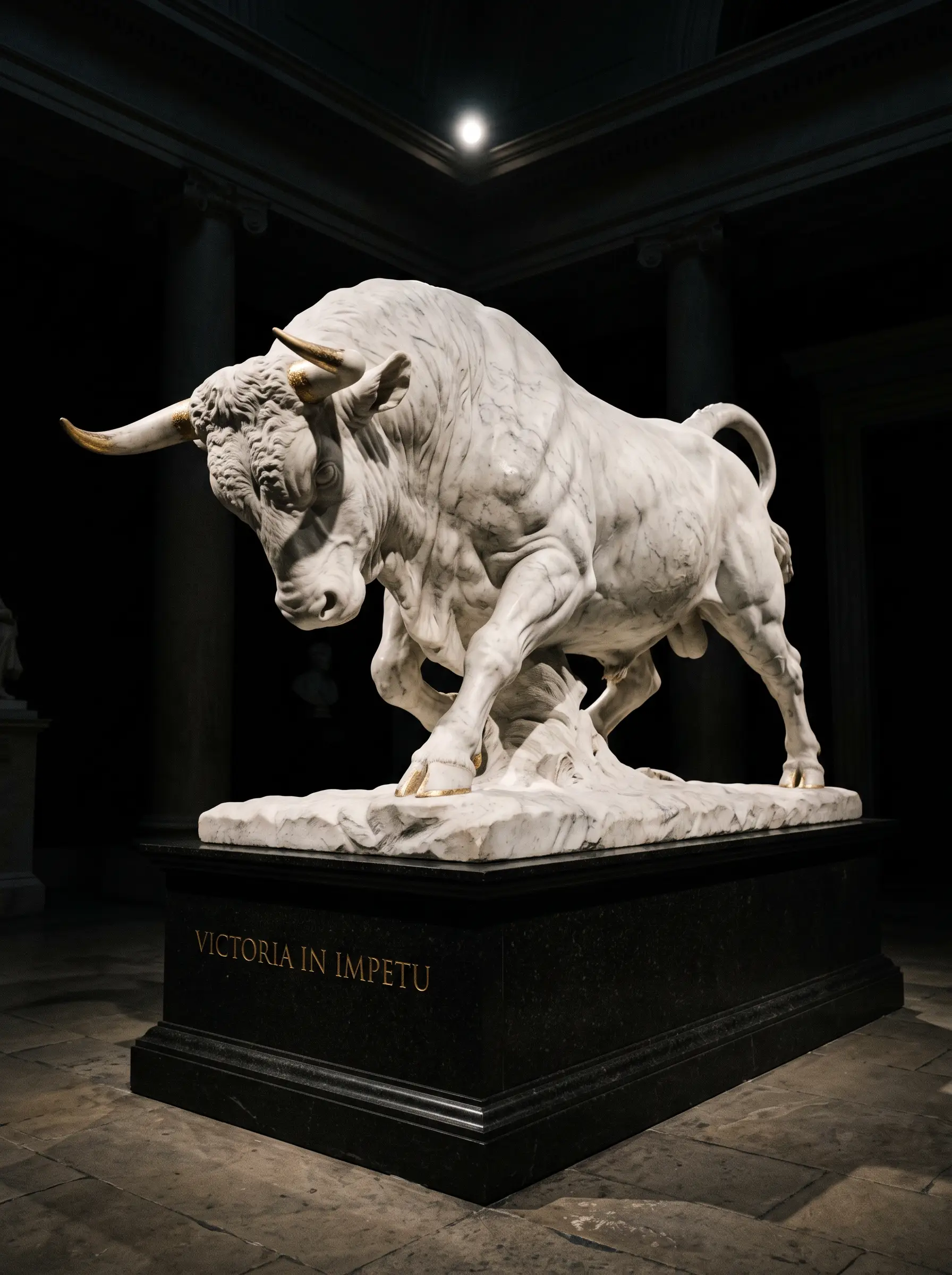 Marble bull statue
